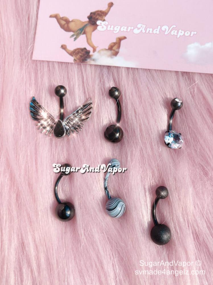 Dark Angel Belly Rings 6 Pcs Set-Belly Ring-SugarAndVapor