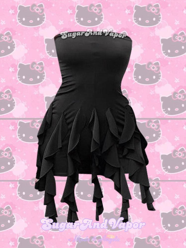 Dark Fairycore Tube Mini Dress-DRESSES-SugarAndVapor