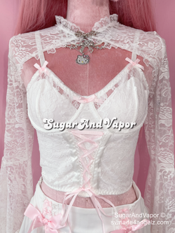 Debra Lace-up Floral Lace Crop Top-TOPS-SugarAndVapor