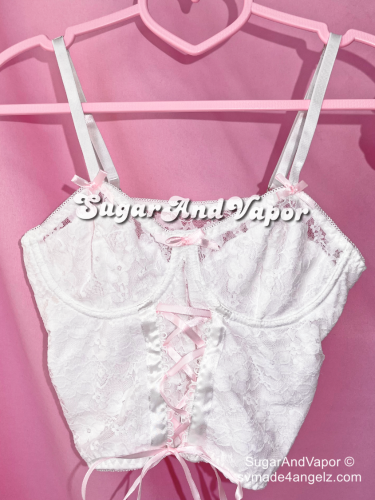 Debra Lace-up Floral Lace Crop Top-TOPS-SugarAndVapor