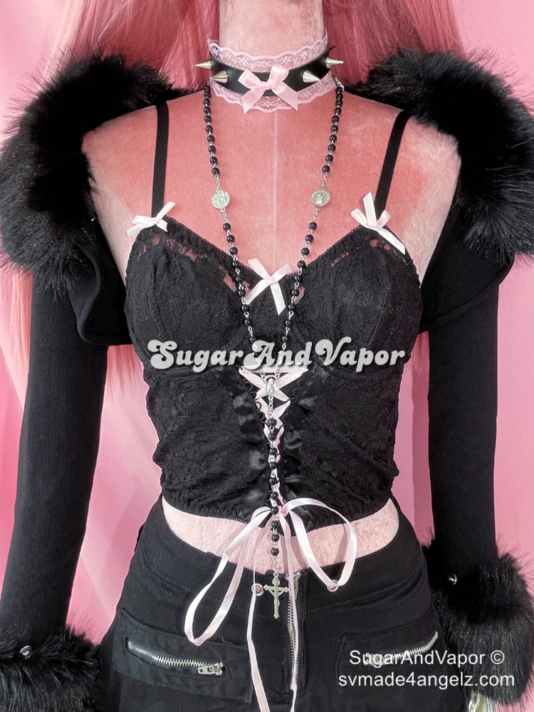 Debra Lace-up Floral Lace Crop Top-TOPS-SugarAndVapor