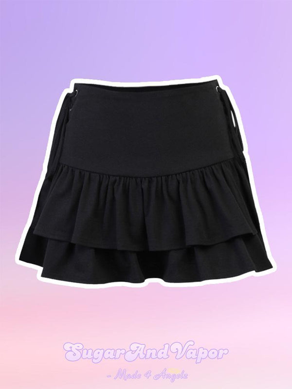 Delora Lace-up Ruffled Mini Skirt-Skirts-SugarAndVapor