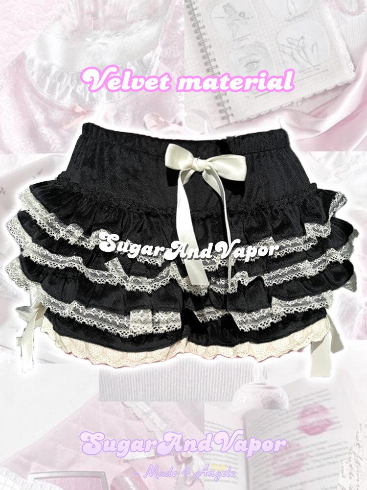 Dovie Warm Velvet Flared Mini Skort-Skirts-SugarAndVapor