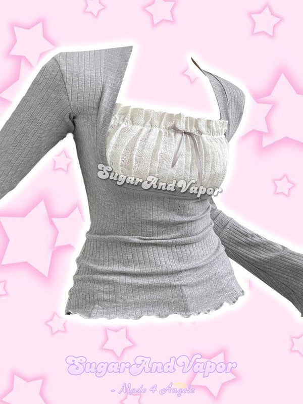 Eloise Lace Patch Shrug Style Top-TOPS-SugarAndVapor