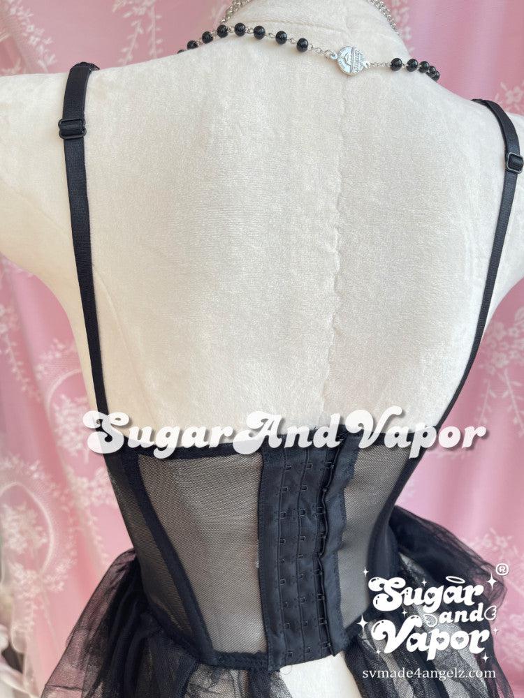 Elvyra Black Lace Bustier Dress-Lingeries-SugarAndVapor