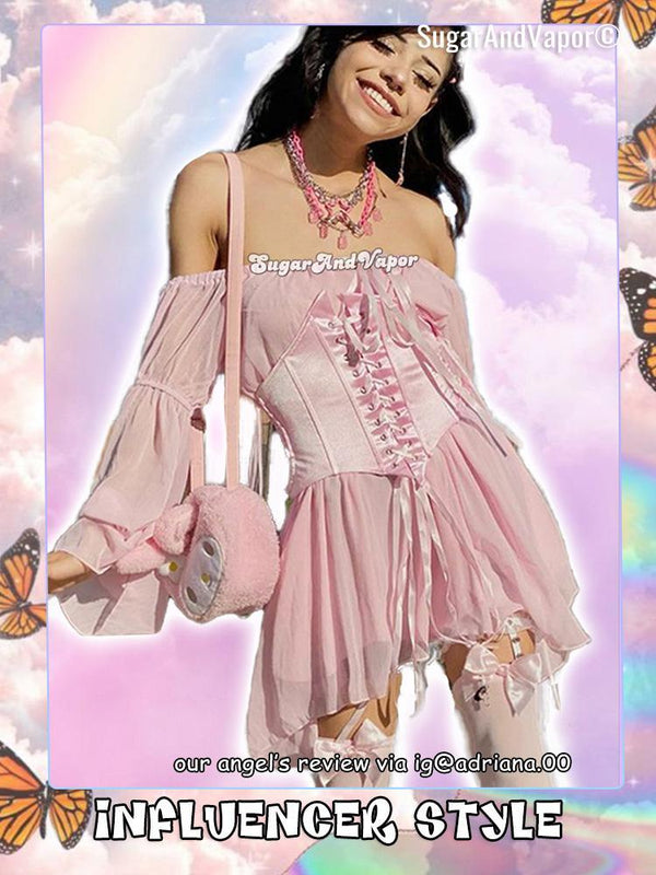 Feya Corset Chiffon Dress Set-DRESSES-SugarAndVapor
