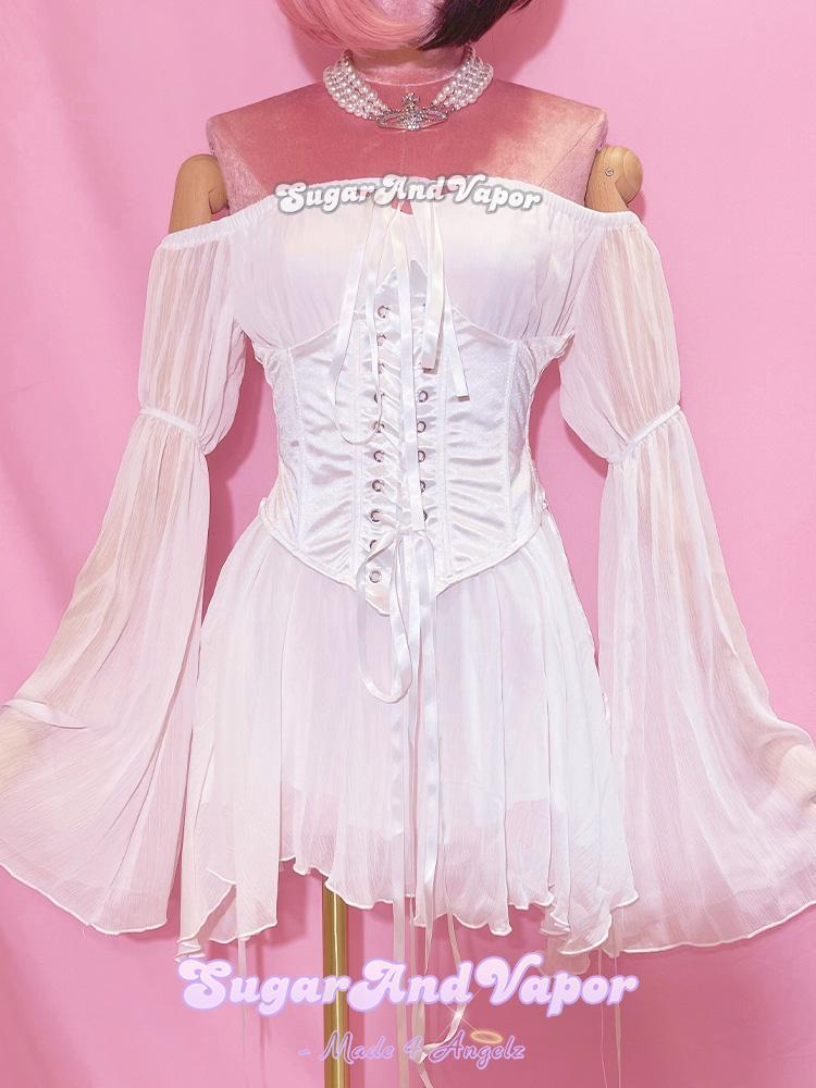 Feya Pink Corset Chiffon Dress Set-DRESSES-SugarAndVapor