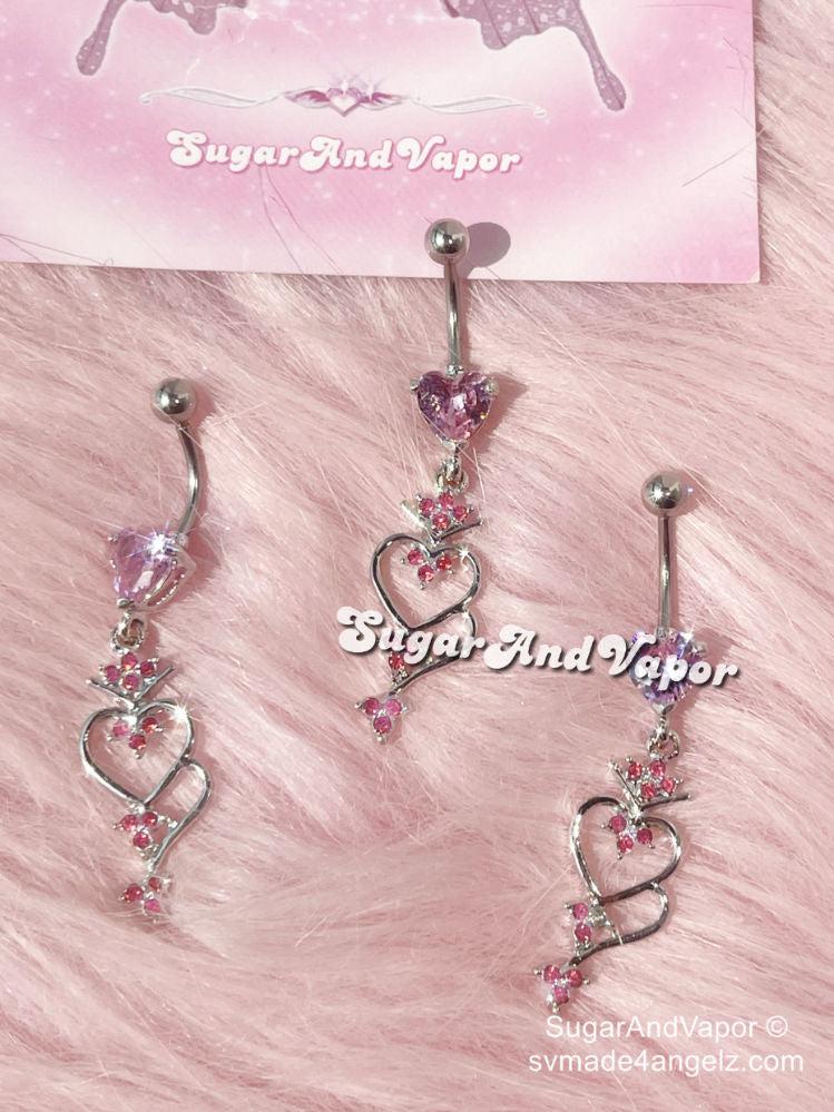 Finley Pink Heart Gem Belly Ring-Belly Ring-SugarAndVapor