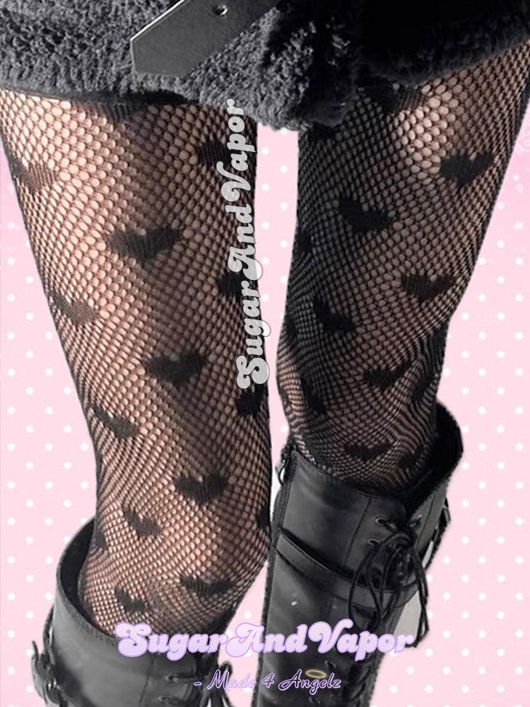 Frankie Cute Heart Fishnet Tights-SOCKS & TIGHTS-SugarAndVapor