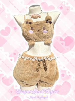 Furry Kawaii Bear Plush Pajama Set-Lingeries-SugarAndVapor