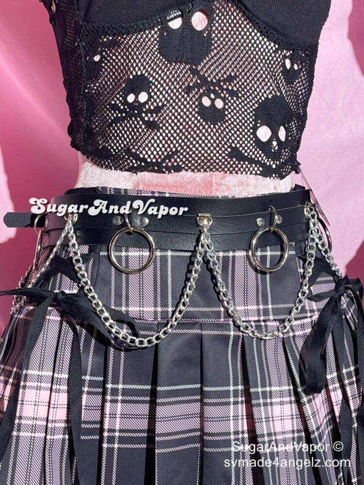 Gothic Lolita PU Leather Layered Chain Belt-BELTS-SugarAndVapor