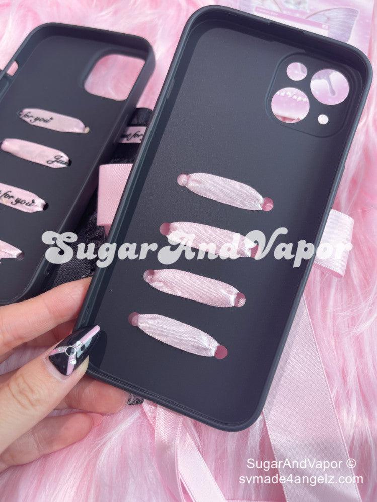 Handmade Ribbon Lace-up BlackPink iPhone Case-Phone Case-SugarAndVapor