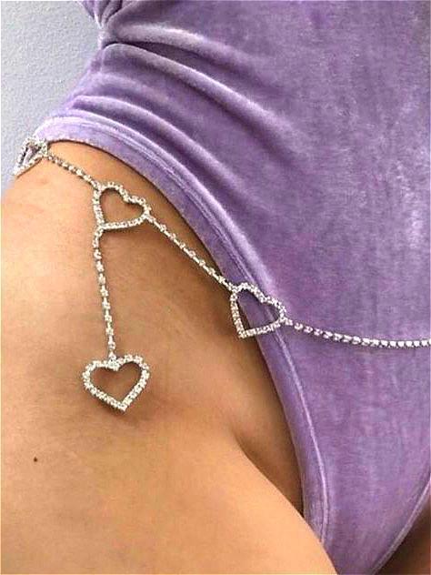 Heart-shaped Rhinestones Belly Chain-Belly Chains-SugarAndVapor