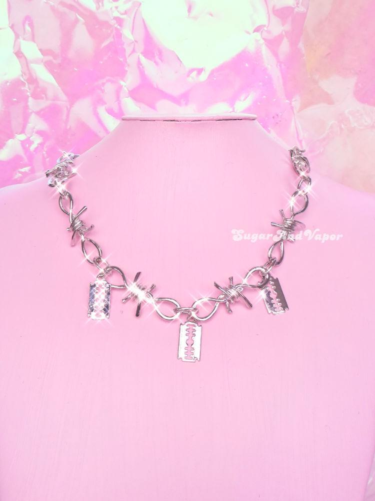 Iron Thorns Necklace 2.0 (with Razor Blades)-NECKLACES-SugarAndVapor