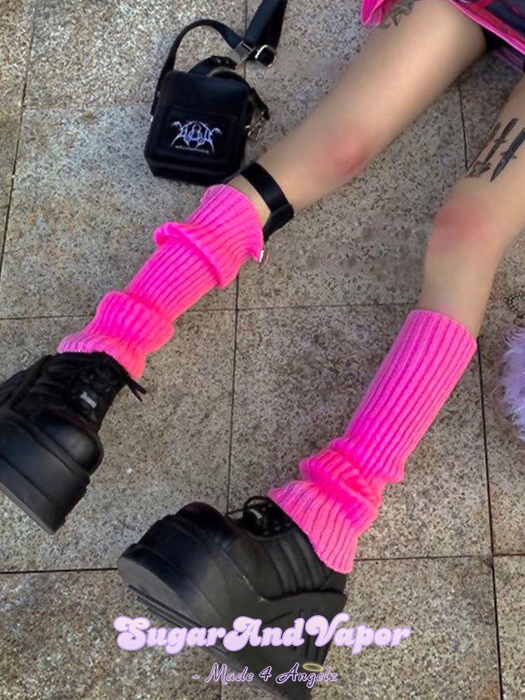 Kawaii Girly Knitted Arm/Leg Warmers-SOCKS & TIGHTS-SugarAndVapor