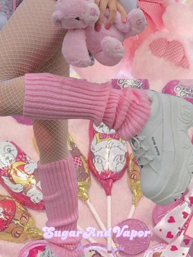 Kawaii Girly Knitted Arm/Leg Warmers-SOCKS & TIGHTS-SugarAndVapor