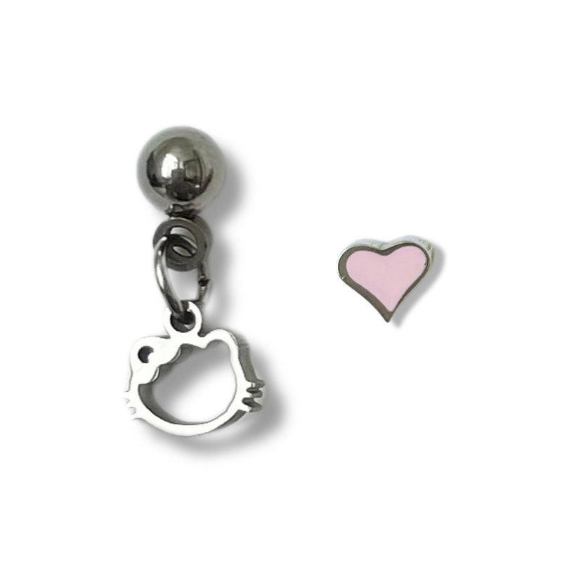 Kawaii Kitten Heart Cartilage Tragus Earrings-EARRINGS-SugarAndVapor