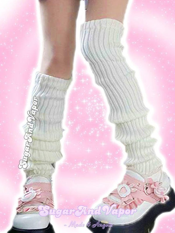 White Kawaii Leg Warmer For Women Winter Long Loose Boot Stockings