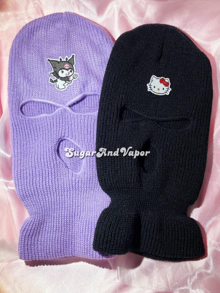 Kuromi Kawaii Knitted Ski Mask-Masks-SugarAndVapor