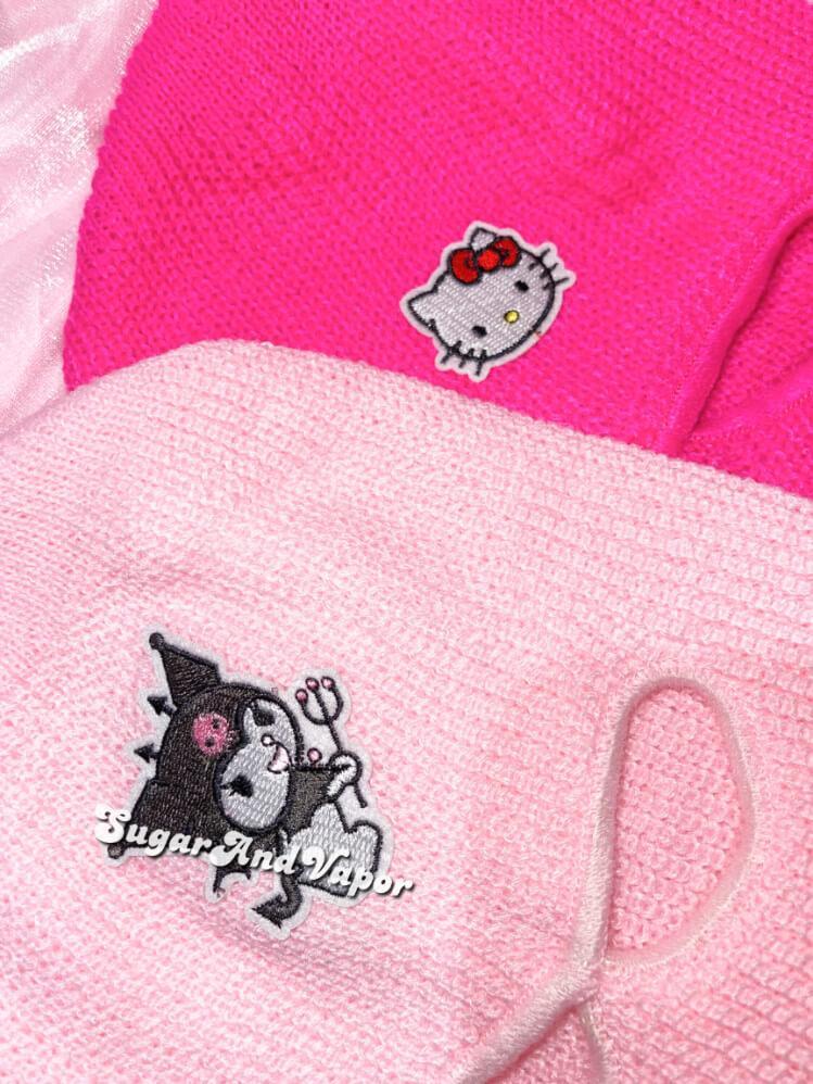 Kuromi Kawaii Knitted Ski Mask-Masks-SugarAndVapor