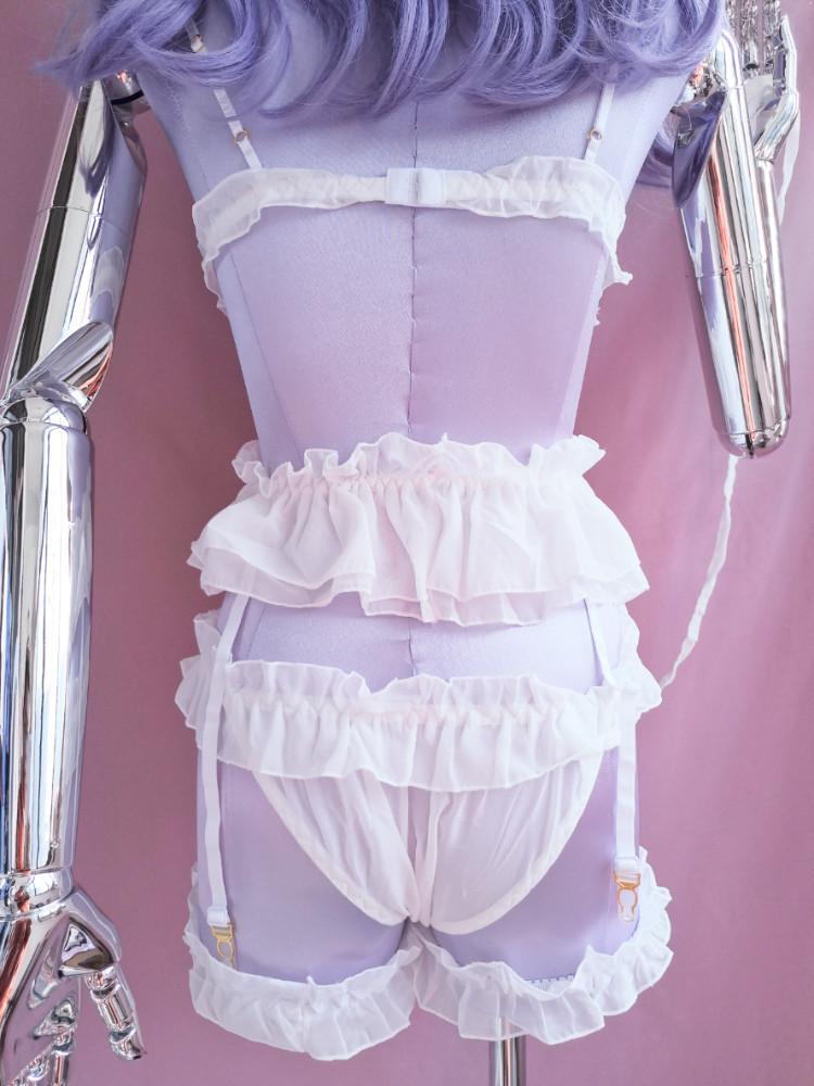 LOCASTA Lolita Ruffled Bowknot Intimates 6 Pcs Set-Lingeries-SugarAndVapor