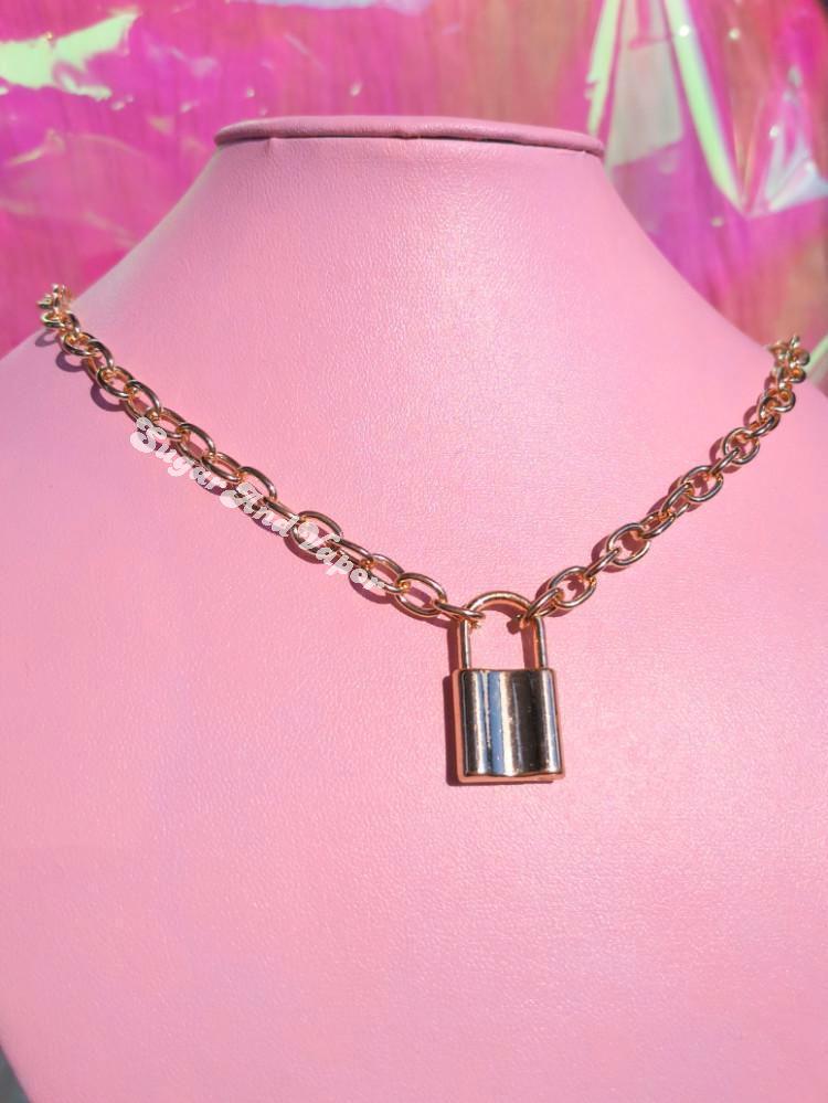 LOCK UP Metal Chain Necklace-NECKLACES-SugarAndVapor