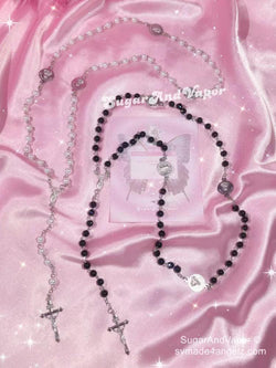 Lanira Cross Pearls Chain Necklace-NECKLACES-SugarAndVapor