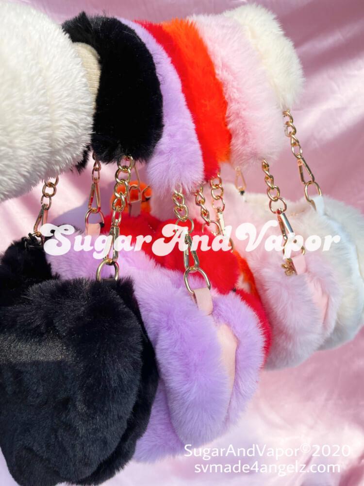 Lilly Furry Heart Shape Hand Bag-BAGS-SugarAndVapor