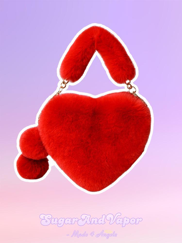 Lilly Furry Heart Shape Handbag-BAGS-SugarAndVapor