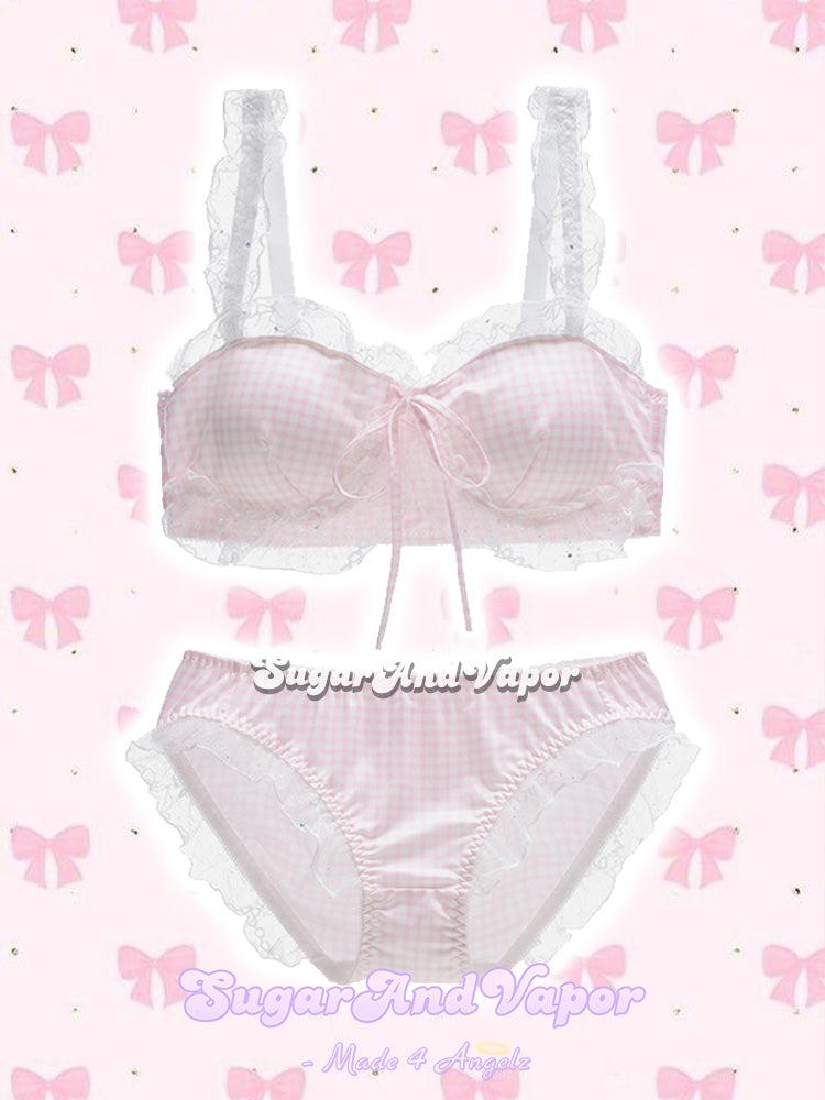 Lilou Cottage Check Lingerie Set (petite size)-Lingeries-SugarAndVapor