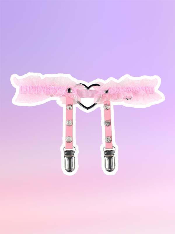 Lolita Lace Heart Rivets Leg Garter Belt-Harness-SugarAndVapor