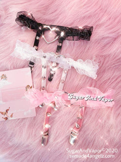Lolita Frilled Heart Rivets Leg Garter Belt-Harness-SugarAndVapor