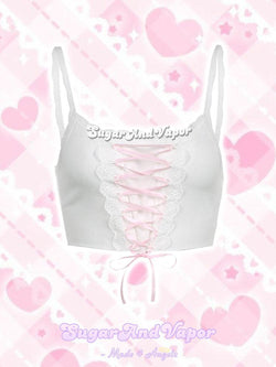 Lulu Pink Satin Lace-up Crop Top-TOPS-SugarAndVapor