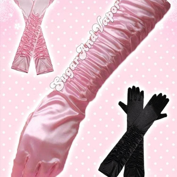 Satin pink shop gloves