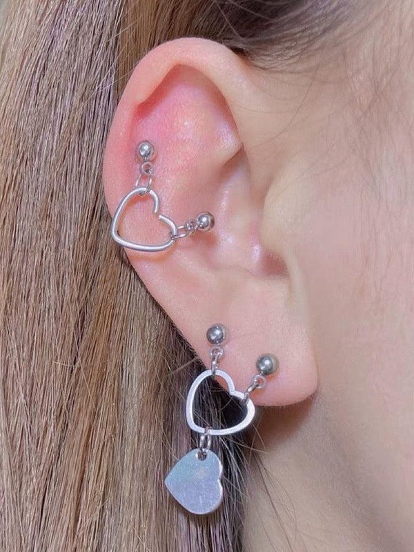 Metal Hearts Cartilage Tragus Earrings Set-EARRINGS-SugarAndVapor