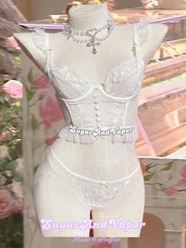 Noelle Lace Bustier Lingerie 2 Pcs Set-Lingeries-SugarAndVapor