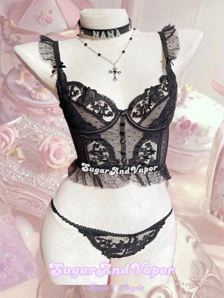 Noelle Lace Bustier Lingerie 2 Pcs Set-Lingeries-SugarAndVapor