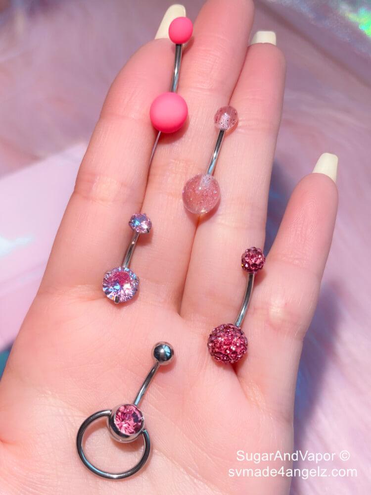 Pink Angel Belly Rings 5 Pcs Set-Belly Ring-SugarAndVapor