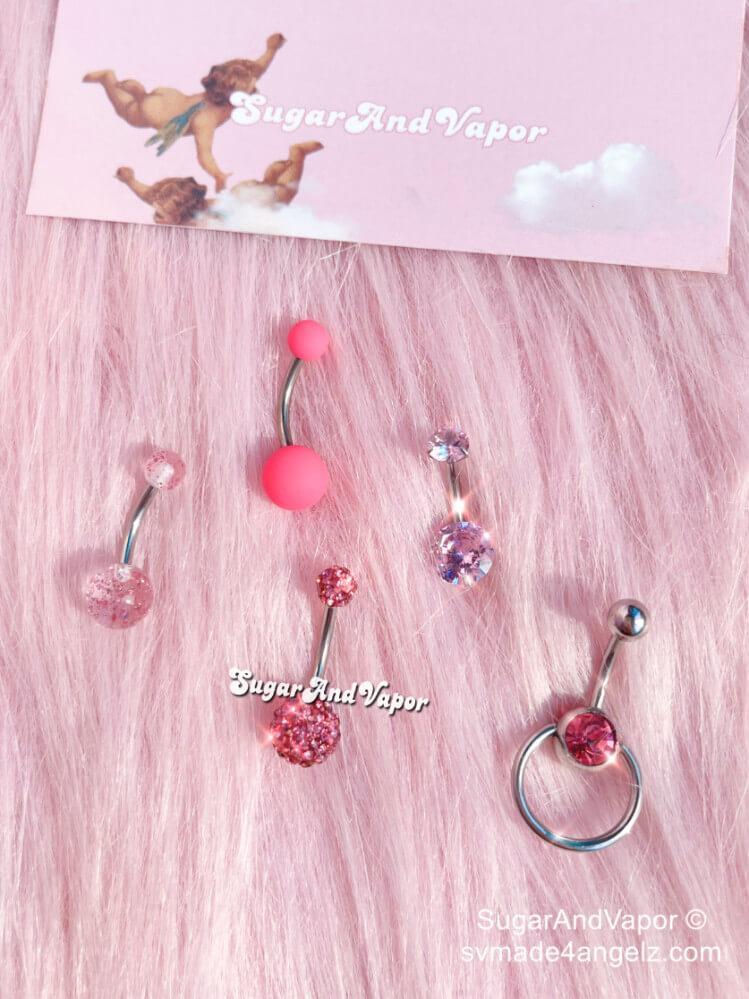 Pink Angel Belly Rings 5 Pcs Set-Belly Ring-SugarAndVapor