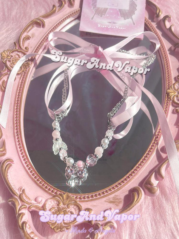 Pink Balletcore Beaded Multi-ways Necklace-NECKLACES-SugarAndVapor