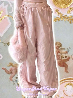Pink Side Stripes Cargo Parachute Pants-Pants-SugarAndVapor