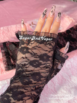 Princess Sheer Lace Fingerless Gloves-Gloves-SugarAndVapor