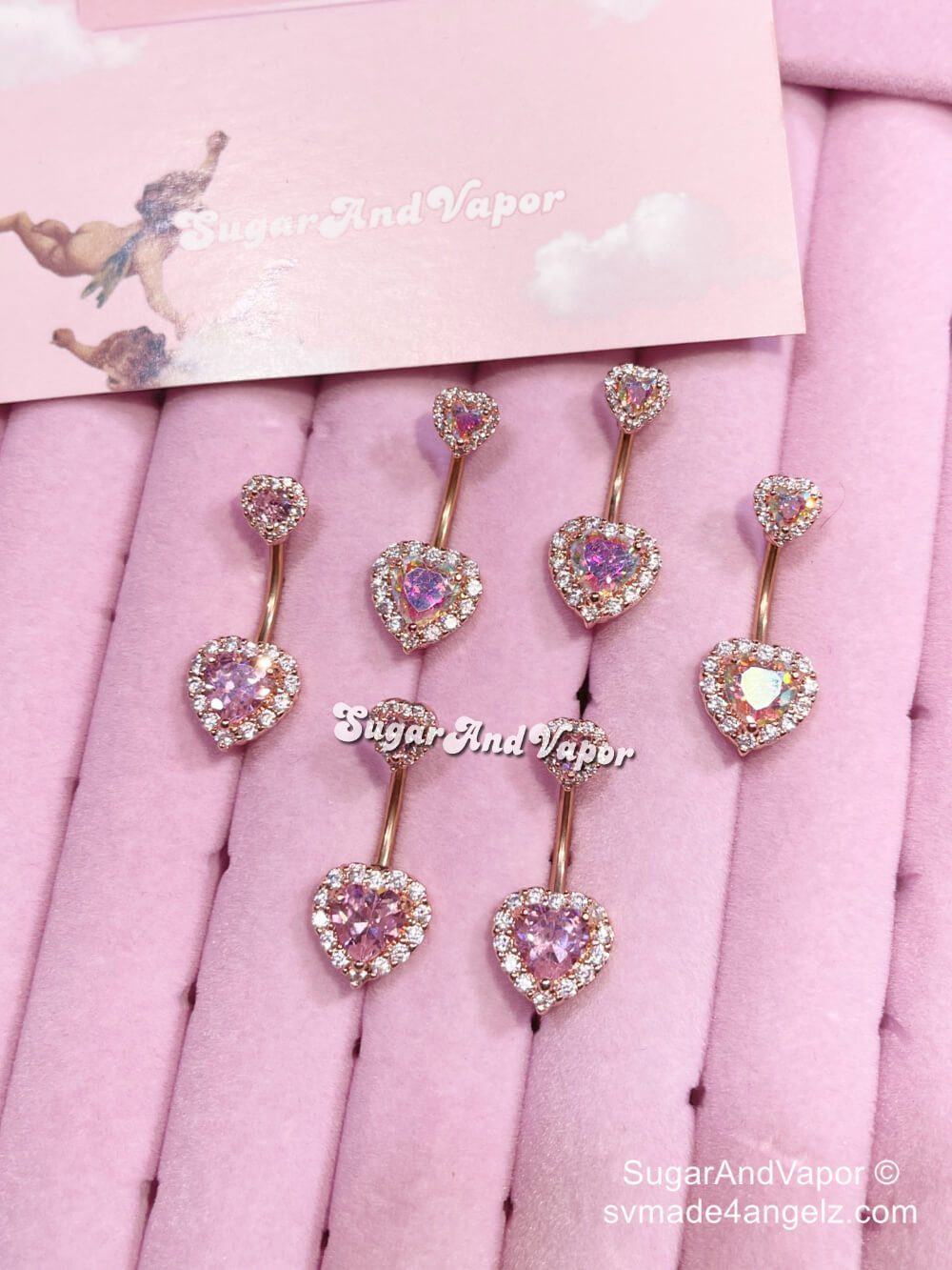 Rose Gold Double Hearts Belly Ring-Belly Ring-SugarAndVapor