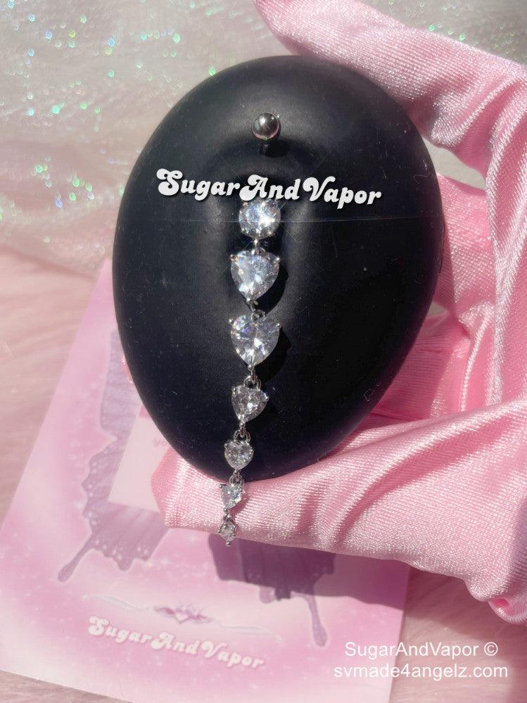 Roxy Bling 6 Hearts Overlength Belly Ring-Belly Ring-SugarAndVapor