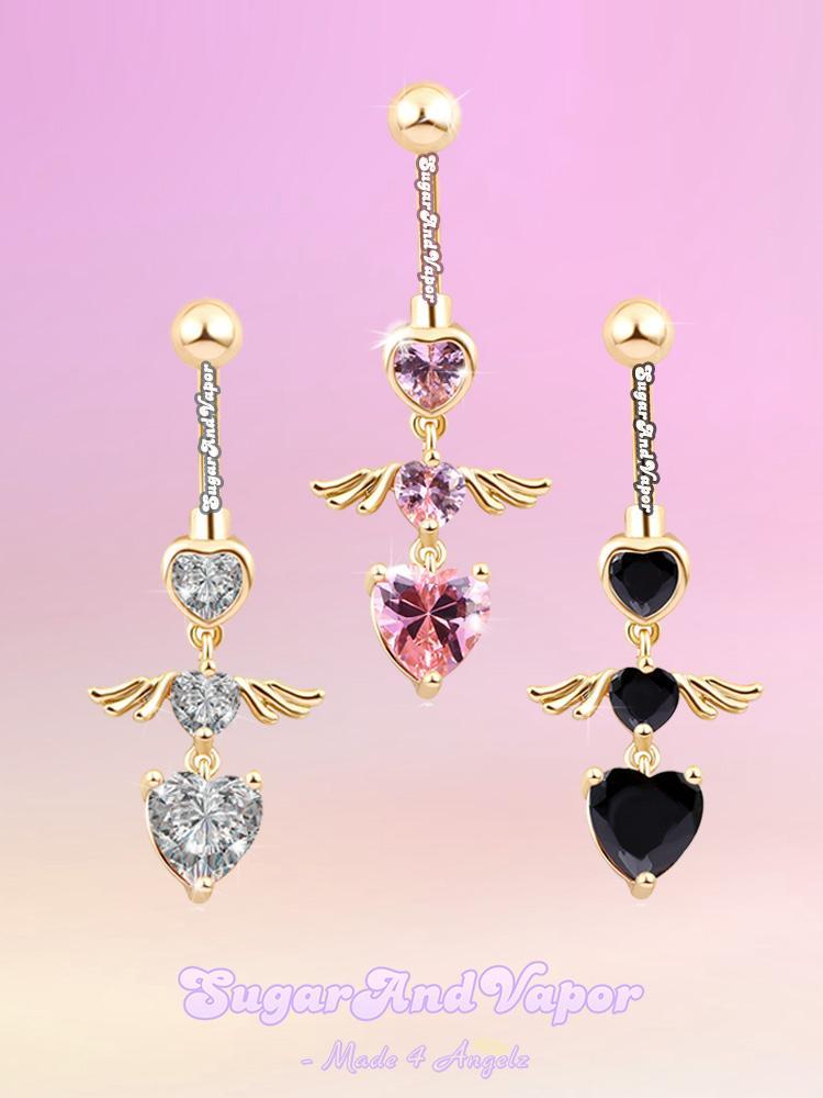 Sent To Heaven Angel Heart Belly Rings-Belly Ring-SugarAndVapor