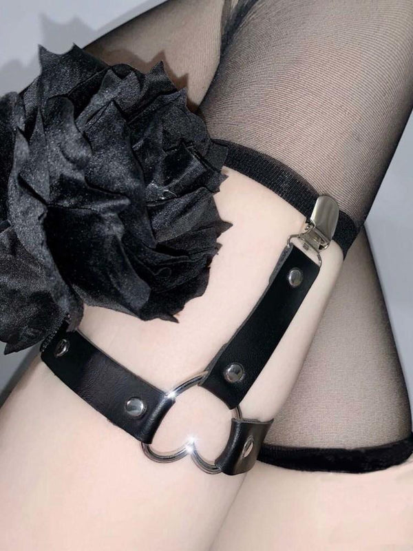 Sexy Punk Leather Heart Harness Garter Belt Leg Cincher Cage Belt