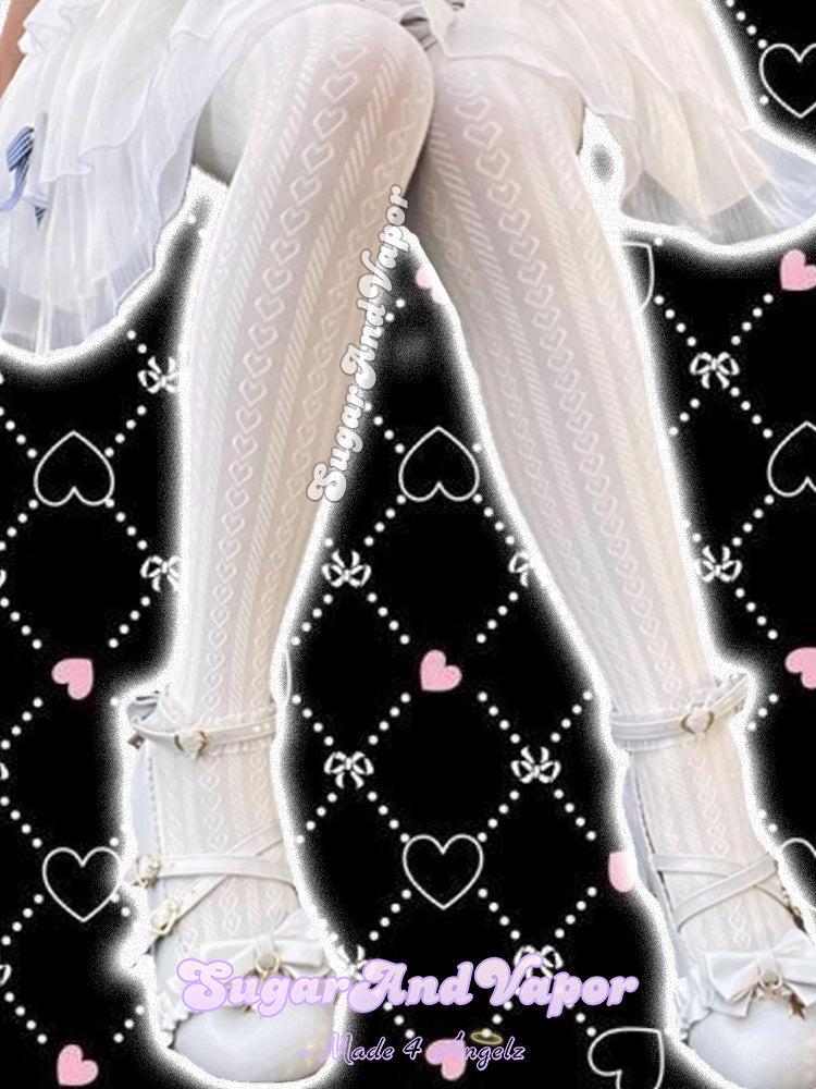 Swann Lily Opaque Hearts Tights-SOCKS & TIGHTS-SugarAndVapor