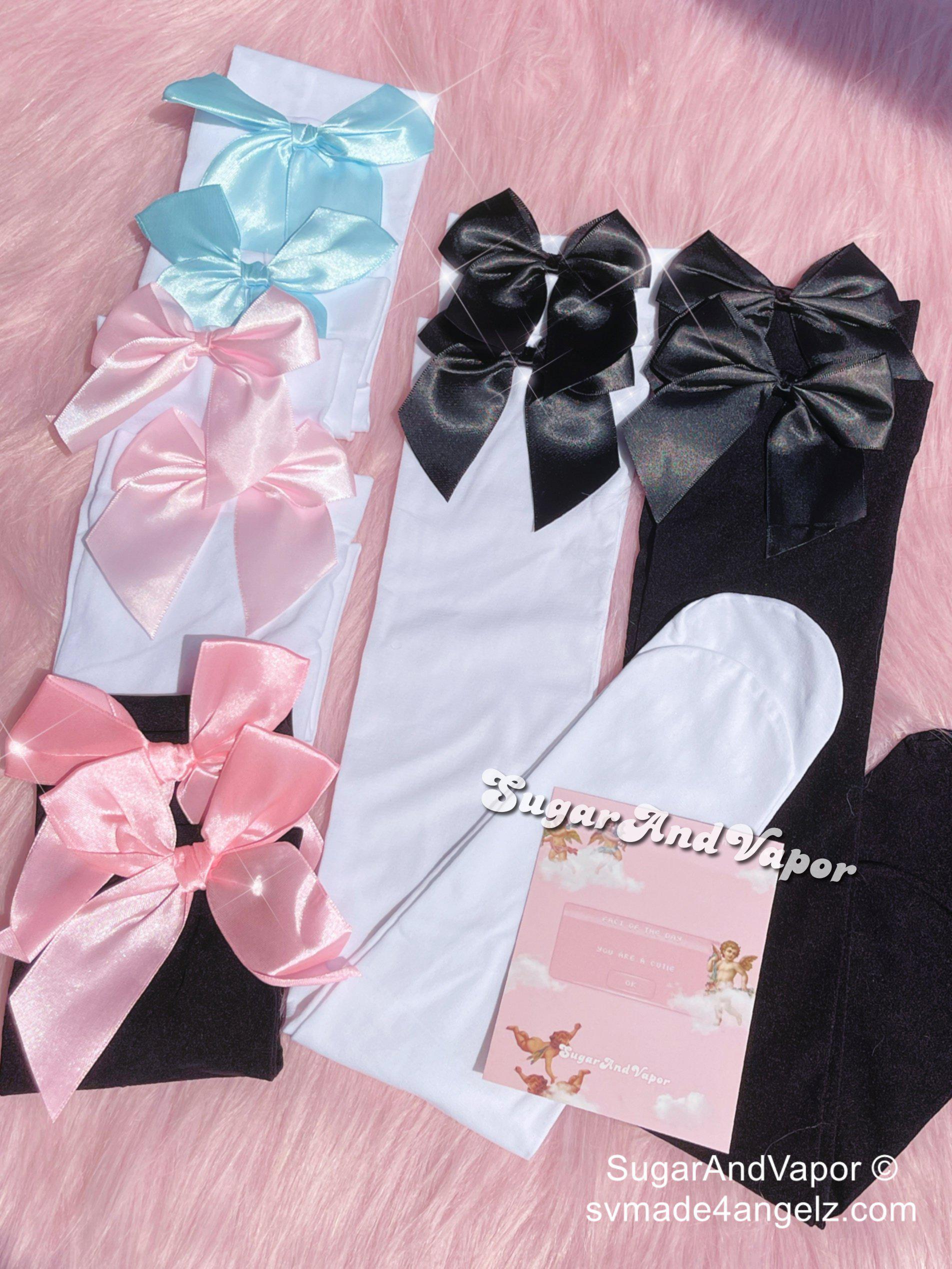 Kawaii Bow Sheer Thigh Highs Tights-SOCKS & TIGHTS-SugarAndVapor