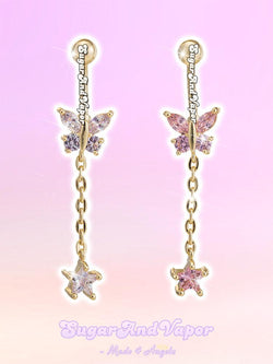Tassels Star with Butterfly Gold Base Belly Ring-Belly Ring-SugarAndVapor