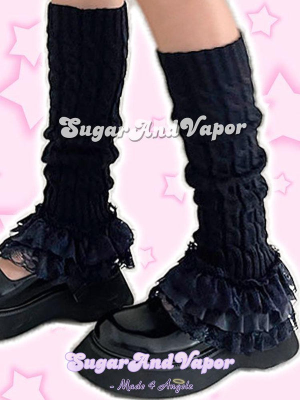 Taylah Layered-Lace Knit Leg Warmers-SOCKS & TIGHTS-SugarAndVapor